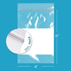 Clear Plastic Reclosable Zip Bags – Case of 1000 4″ x 6″ 2 mil Thick Strong &…
