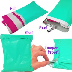 12×15 Pastel Pink &Teal Poly Mailers, HOT! NEW Designer Shipping Mailing Bags!