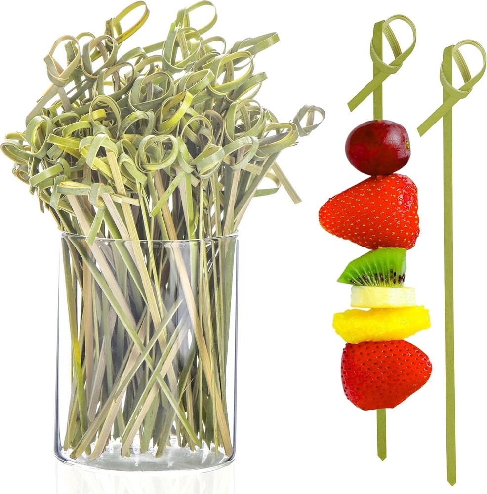 100 Pack Bamboo Skewers for Appetizers, 4.7 Inch Natural Bamboo Cocktail Picks