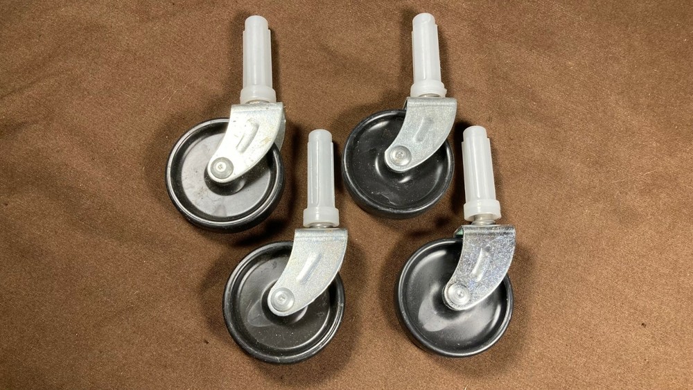 4 Light-Duty Plastic Metal Stem Black Caster Vintage Style (4-Pack) Castors