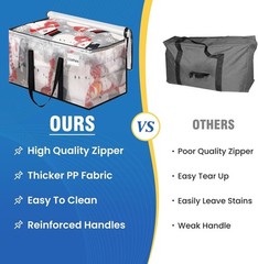 Heavy Duty Clear Moving Bags with Reinforced Handle and Double Zipper, Storage T