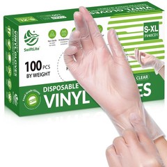 Disposable Vinyl Gloves Clear Powder Free Food Safe Cleaning Large 100 Count