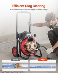 VEVOR Drain Cleaner Machine Electric Drain Auger 100 FT x 3/8 In Auto Feed