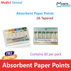 Dental Endodontic Taper .04 or .06 Absorbent Paper Points, CHOOSE SIZE, 60/pk.