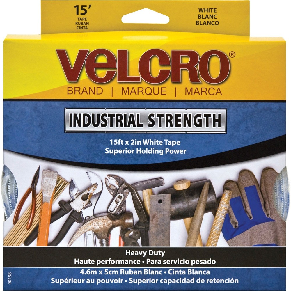Velcro VEK90198 Industrial Strength Hook & Loop Tape 2″ x 15′ White