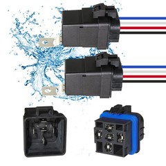 2PCS 4-PIN 40/30 AMP 12 V DC Waterproof Relay Kit Harness Socket – Heavy Duty 12