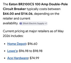 Eaton BR2100CS Type BR 100A 2-Pole 120/240V AC Circuit Breaker