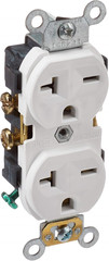 5822-W Straight Blade Single Receptacle, 250 Vac, 20 A, 2 Pole, 3 Wire, White