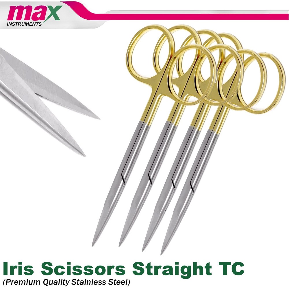 NEW GERMAN TC Iris Scissors 4.5″ Straight Surgical Dental Surgry Instrument 4Pcs