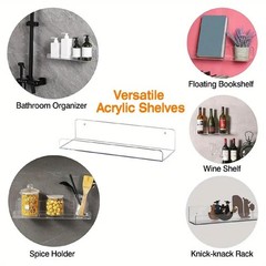 4 Pack 6-inch Wall-Mounted Acrylic Shelves Suitable for Wall-Mounted Display …