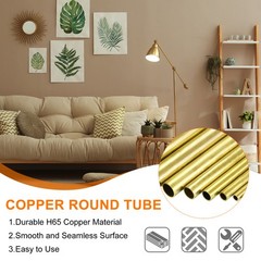 12″ Length Brass Round Tube 15mm OD x 0.5mm Wall Thickness Straight Pipe Tubing