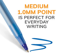 Round Stic Xtra Life Blue Ballpoint Pens, 10-Count Pack, 1.0mm | Medium Point