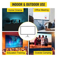VEVOR Tripod Projector Screen with Stand 60” 4K HD 16:9 Home Cinema Portable