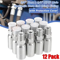 12-Pack 3/8″ Hose x 3/8″ NPTF Male Pipe Thread Hydraulic Hose End Crimp Fitting