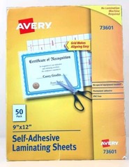 Brand New Clear Avery Self-Adhesive Laminating sheets – 1 Box Of 50 Pack