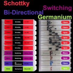 200 Diode Assortment Kit 20 Types Rectifier Schottky Zener 1N4001 1N4007 1N4148