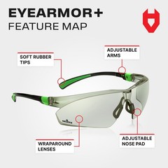 NoCry Lightly Tinted Anti Fog Safety Glasses One Size, Green & Black (In-out)