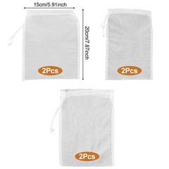 LIQWEI 6Pcs Nylon Wine Filter, Juicer Bags, Nut Milk Bag Juicing L, White