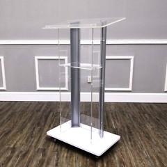 Clear Acrylic Plexiglass Podium Steel Sides Church Pulpit School Lectern Funeral