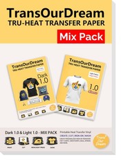 10 Sheets 8.5×11 Mix Heat Transfer Paper, Dark Light Fabric, Printable HTV, D1L1