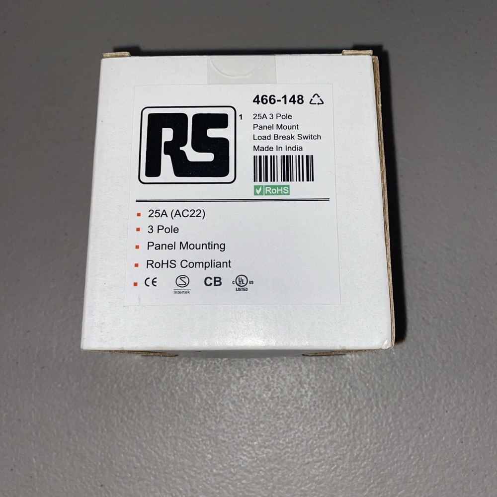 RS Pro 466-148 3 Pole Panel Mount Load Break Switch NEW