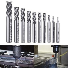 4-Flute End Mill Set, Metric CNC Milling Cutter Drill Bits Router 10Pcs