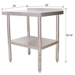 24×15″ Stainless Steel Prep Table w/Backsplash, Undershelf, 4 Casters, 440lb