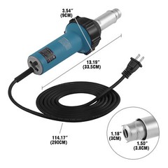 Hot Air Plastic Welder 1600W PVC TPO Vinyl Heat Gun Torch & 9 Accessories