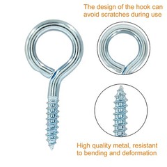 200 Pcs Silver 1/2 Inch / 12mm Open Eye Hooks, Small Cup Hook Metal Hanging K…