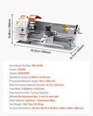 Metal Lathe Machine 8.7 x 18 in Precision Bench Power Metal Lathe Automatic Feed