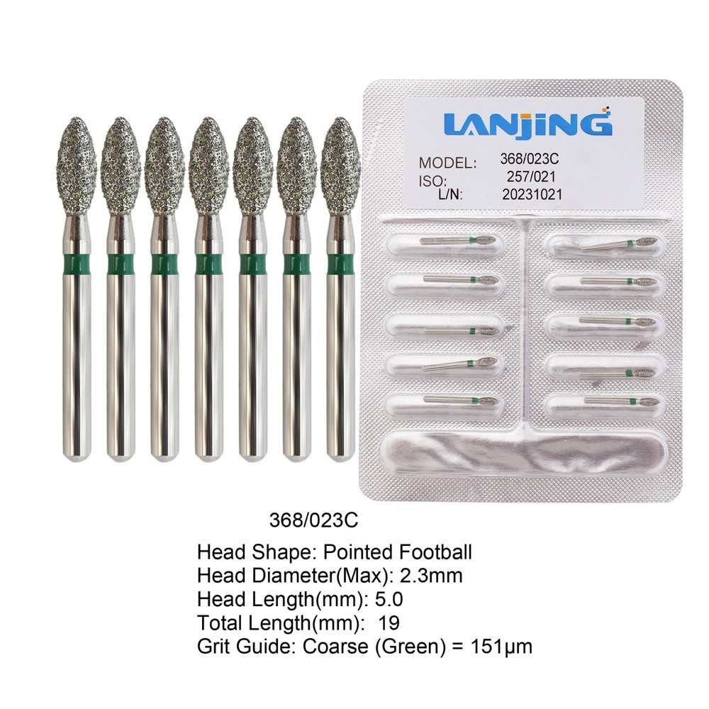 Dental Diamond Burs Round End Taper Football Ball Coarse Grit Fine 379 856 801L