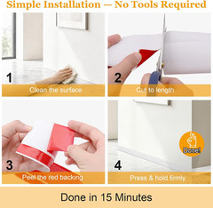 Self-Adhesive Flexible Baseboard Molding Trim – 20 Ft Vinyl Wall Base for Curved