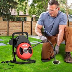 50FT x 1/2In Heavy Duty Drain Cleaner Machine Portable Auger Sewer Snake 250W