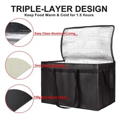 Insulated Food Delivery Bag XXXL Insulated Reusable Grocery Cooler/Hot…