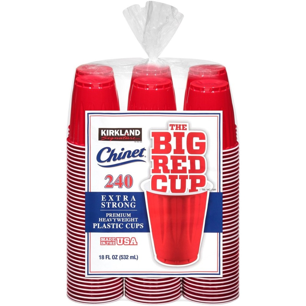 Kirkland Signature Chinet 18 oz Disposable Plastic Cups, Red, 240-count Kitchen