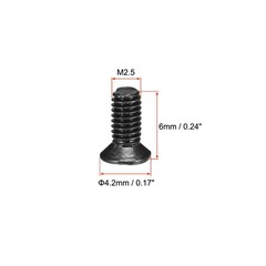M2.5 x 6mm Phillips Flat Head Screws Carbon Steel Machine Screws Black 150pcs