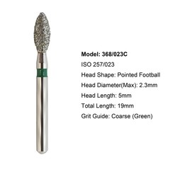 Dental Diamond Bur Football FG 368/023C Burs Pointed Coarse High Speed Dia Burr