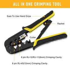 RJ45 Crimp Tool Kit for Cat5 Cat5e Cat6 Modular Plugs Connectors, RJ-11, 6P/R…