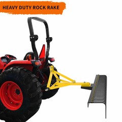60″ 3 Point Landscape Rock Rake Category 1 Tractor Attachment Soil Gravel Lawn