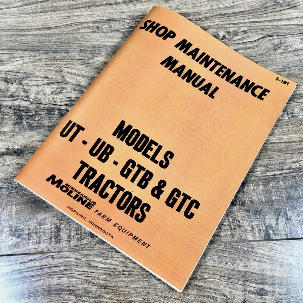 Minneapolis Moline UT UB GTB GTC Tractor Service Manual Repair Shop Technical