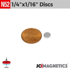 1/4in x 1/16in N52 Super Strong Disc Rare Earth Neodymium Magnet