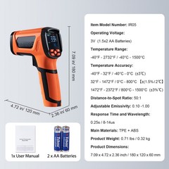VEVOR Infrared Thermometer -40°F – 2732°F Dual Laser Temperature Gun Non-Contact