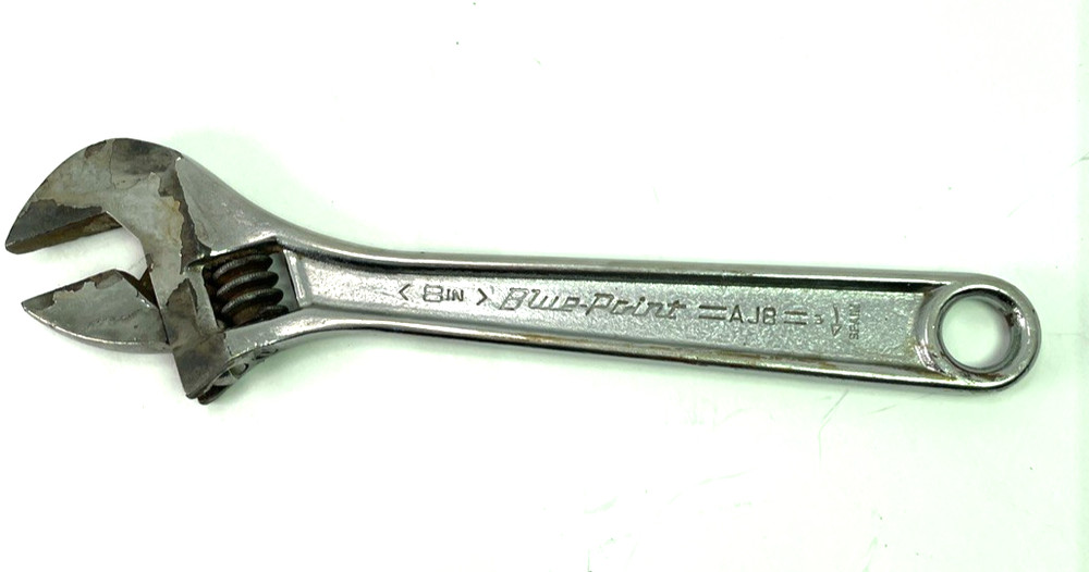 Vintage Blue-Point By Snap On Tools 8″ Adjustable Wrench Made in USA Used