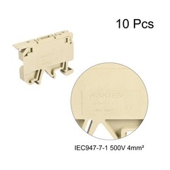 10Pcs DIN Rail Mount Fuse Holder Terminal Blocks Screw Type Yellow ASK1/EN