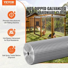 Hardware Cloth, 1/2 inch 24in x 50 ft 19 Gauge, Hot Dipped Galvanized Wire Mesh