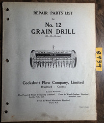Cockshutt 12 Grain Drill Parts Repair List Manual