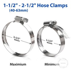 Hose Clamp 10 Pieces 2.5 Inch Stainless Steel Hose Clamps for 1 1/2 Inch to 2 1/