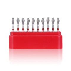 AZDENT Dental Diamond Burs FOOTBALL 379-023F FINE RED DEFEND Friction Grip 10 Pc