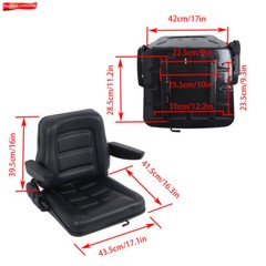 Lawn Mower Universal Fold Down Forklift Seat Armrest Tractor Skid Loader Seat