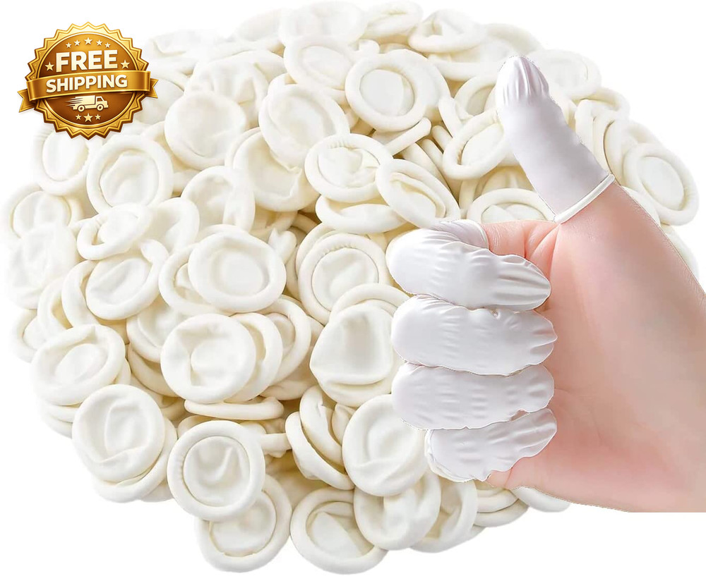 Approx 420 Pcs Latex Finger Cots Disposable Medium Finger Gloves Fingertip